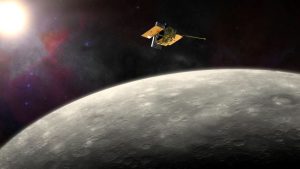 NASA Messenger spacecraft orbiting planet Mercury